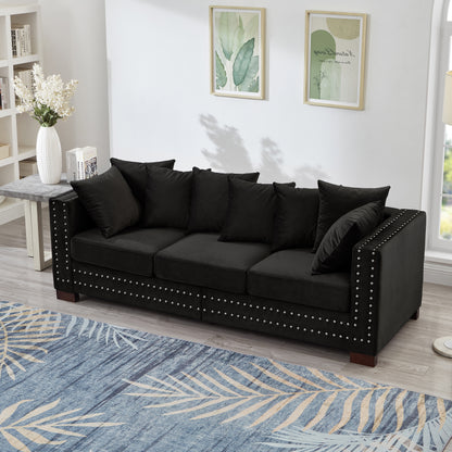 Black Velvet Sofa - 3 Seat Storage Couch