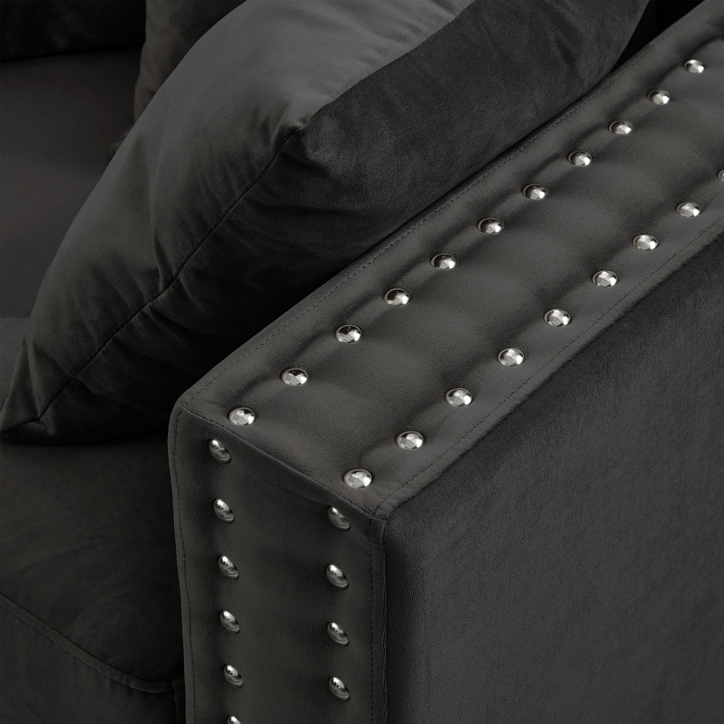 Black Velvet Sofa - 3 Seat Storage Couch