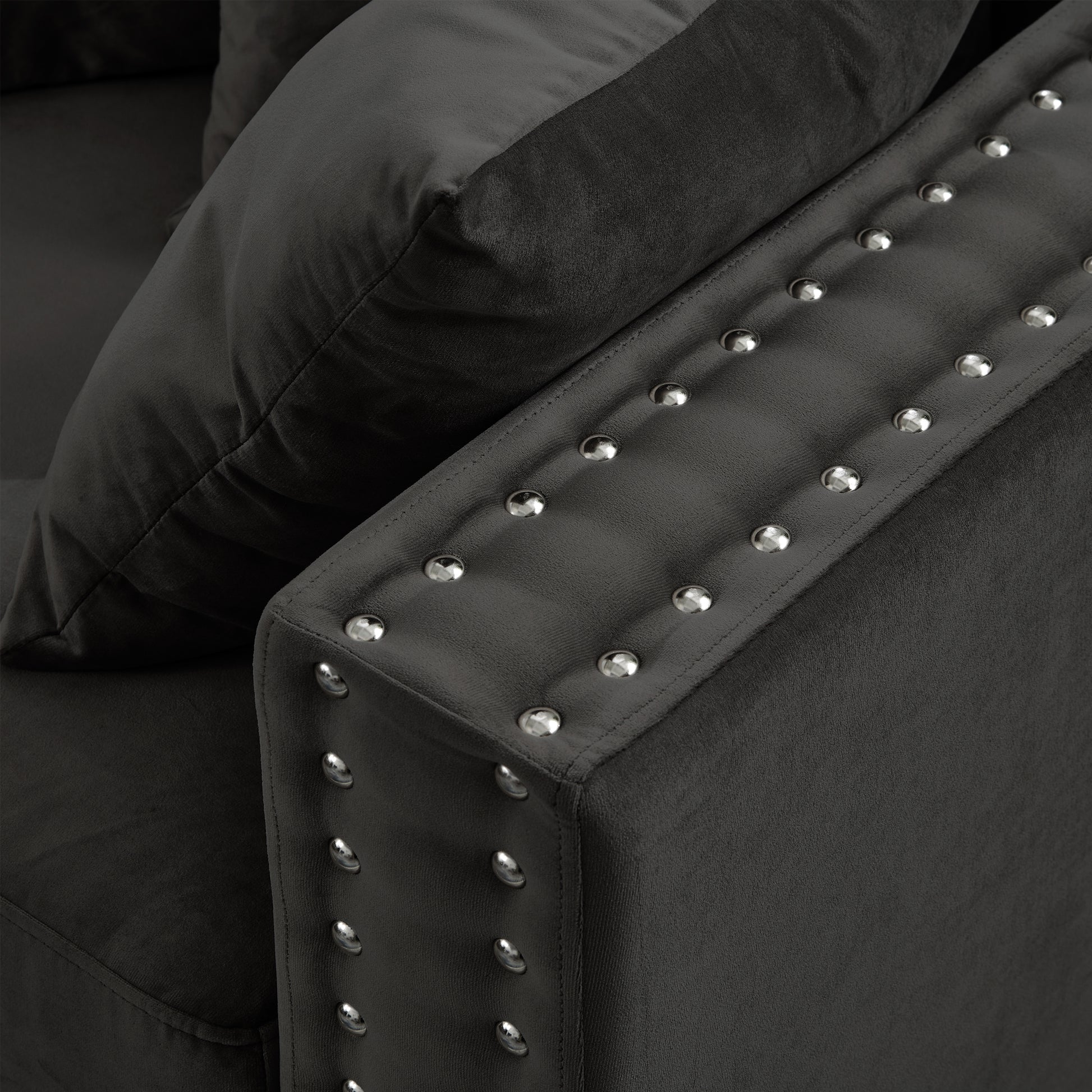 Black Velvet Sofa - 3 Seat Storage Couch