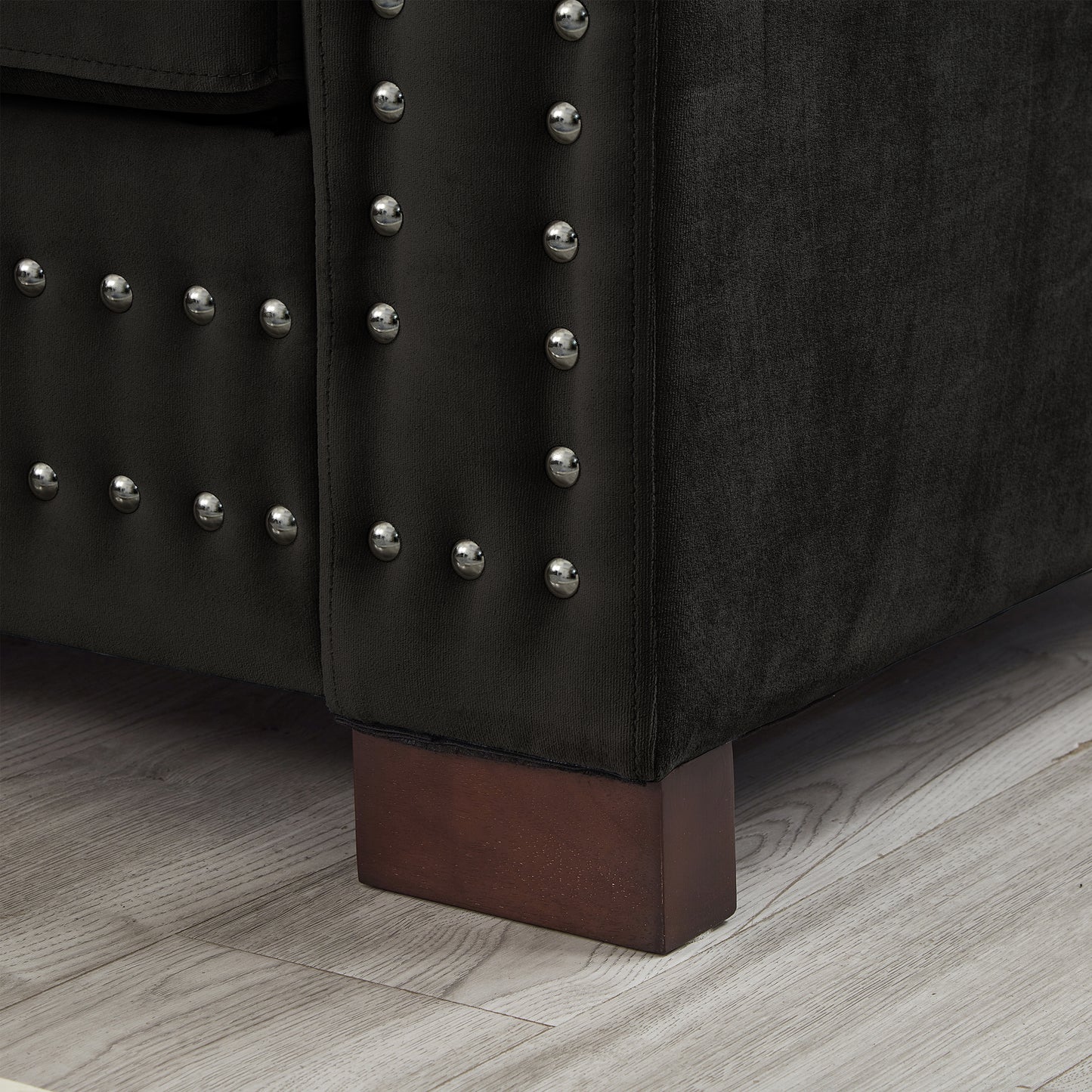 Black Velvet Sofa - 3 Seat Storage Couch