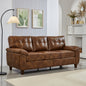 79" Three Seater Sofa Modern Design Faux Leather Couch,Living Room Sofa with Storage,Big Armrest Sofa,Upholstered Breathable PU Leather Sofa,Brown