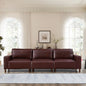 112" Luxury PU Leather Sofa for Living Room,Apartment,Upholstered Breathable Faux Leather PU Couch with Wood Legs, Burgundy