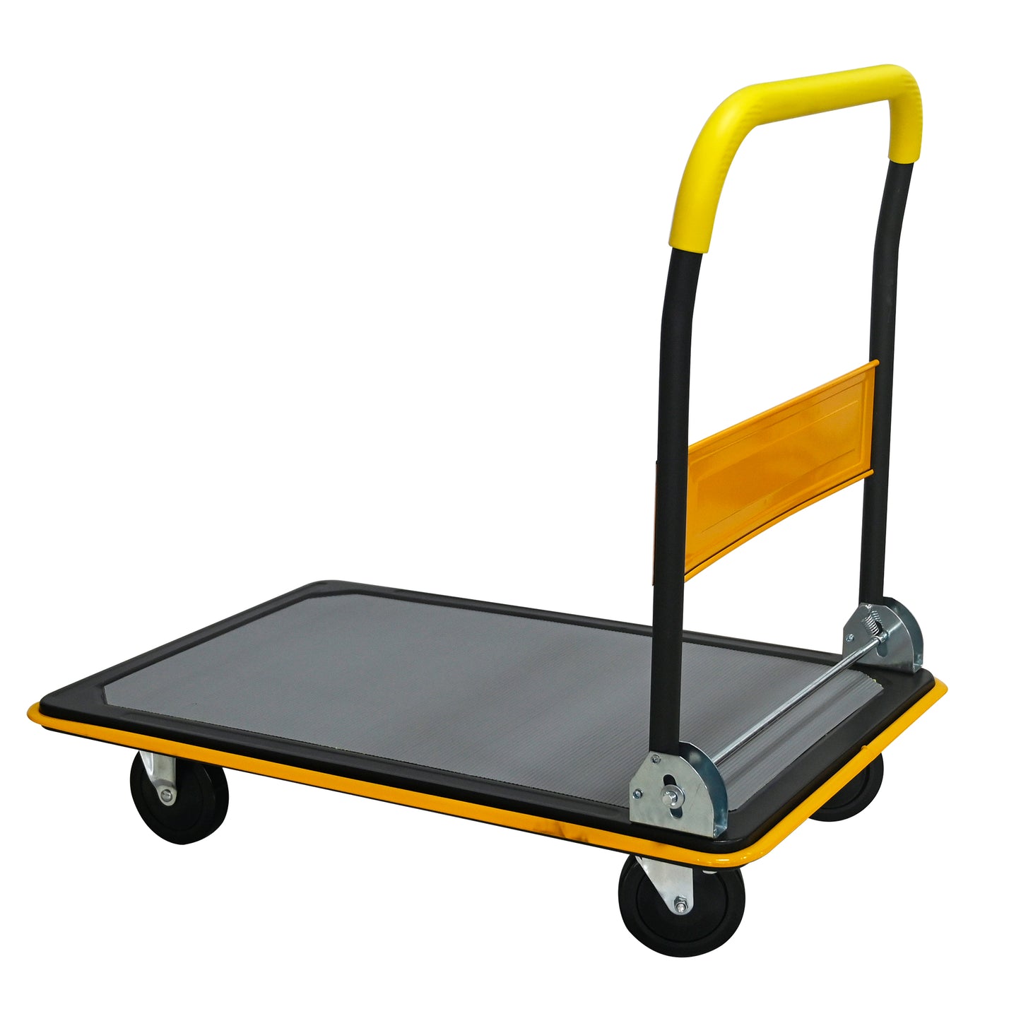 Foldable Flatbed Cart - Yellow Steel Hand Truck