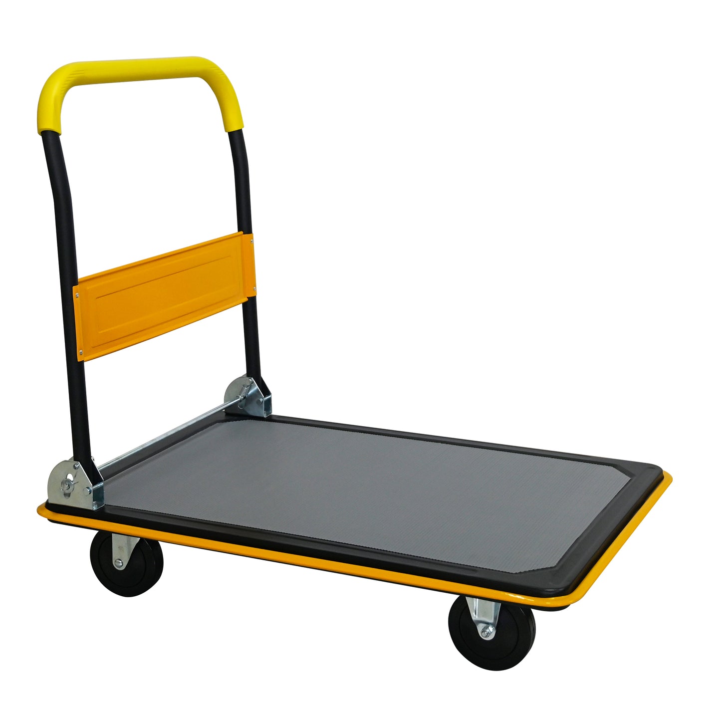 Foldable Flatbed Cart - Yellow Steel Hand Truck
