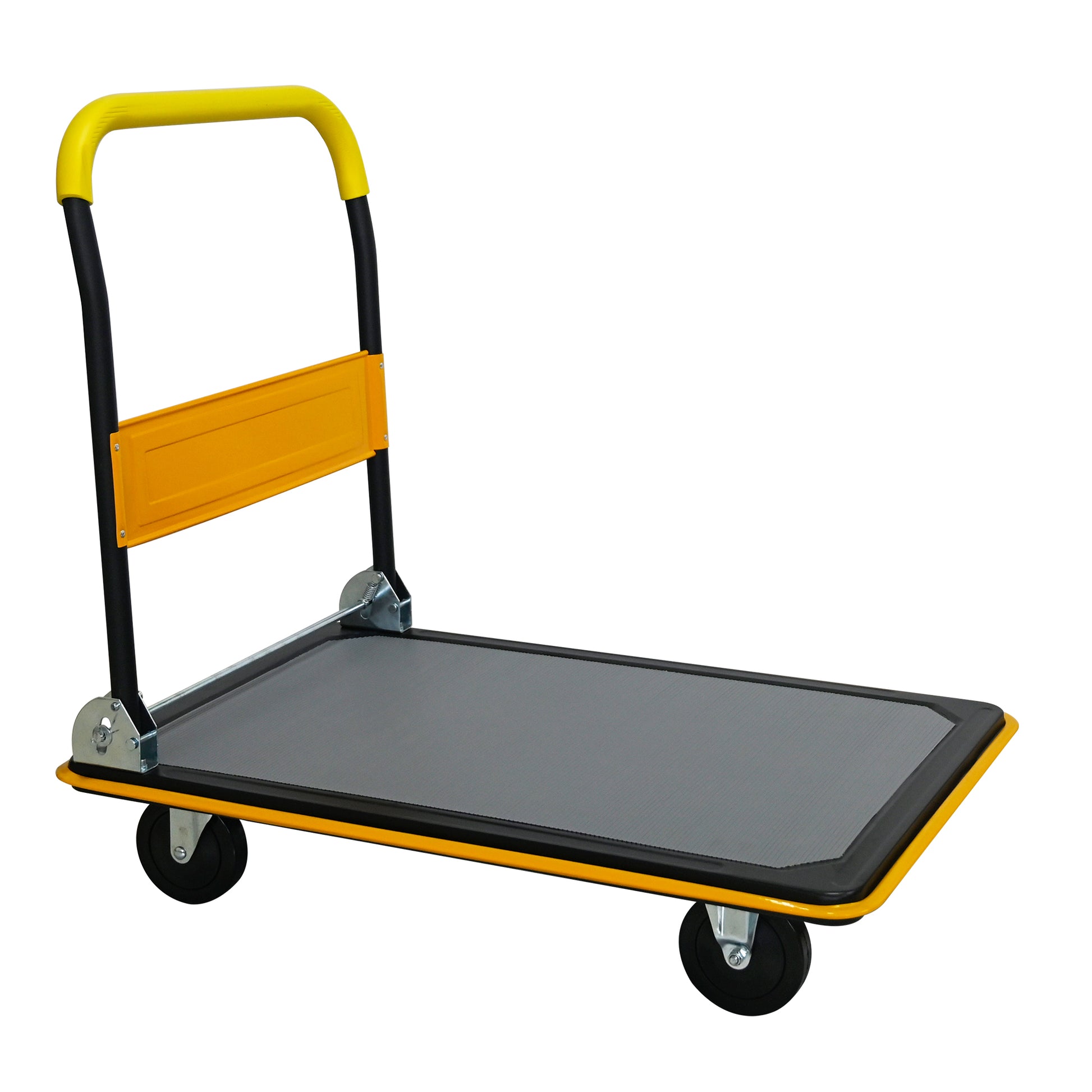 Foldable Flatbed Cart - Yellow Steel Hand Truck
