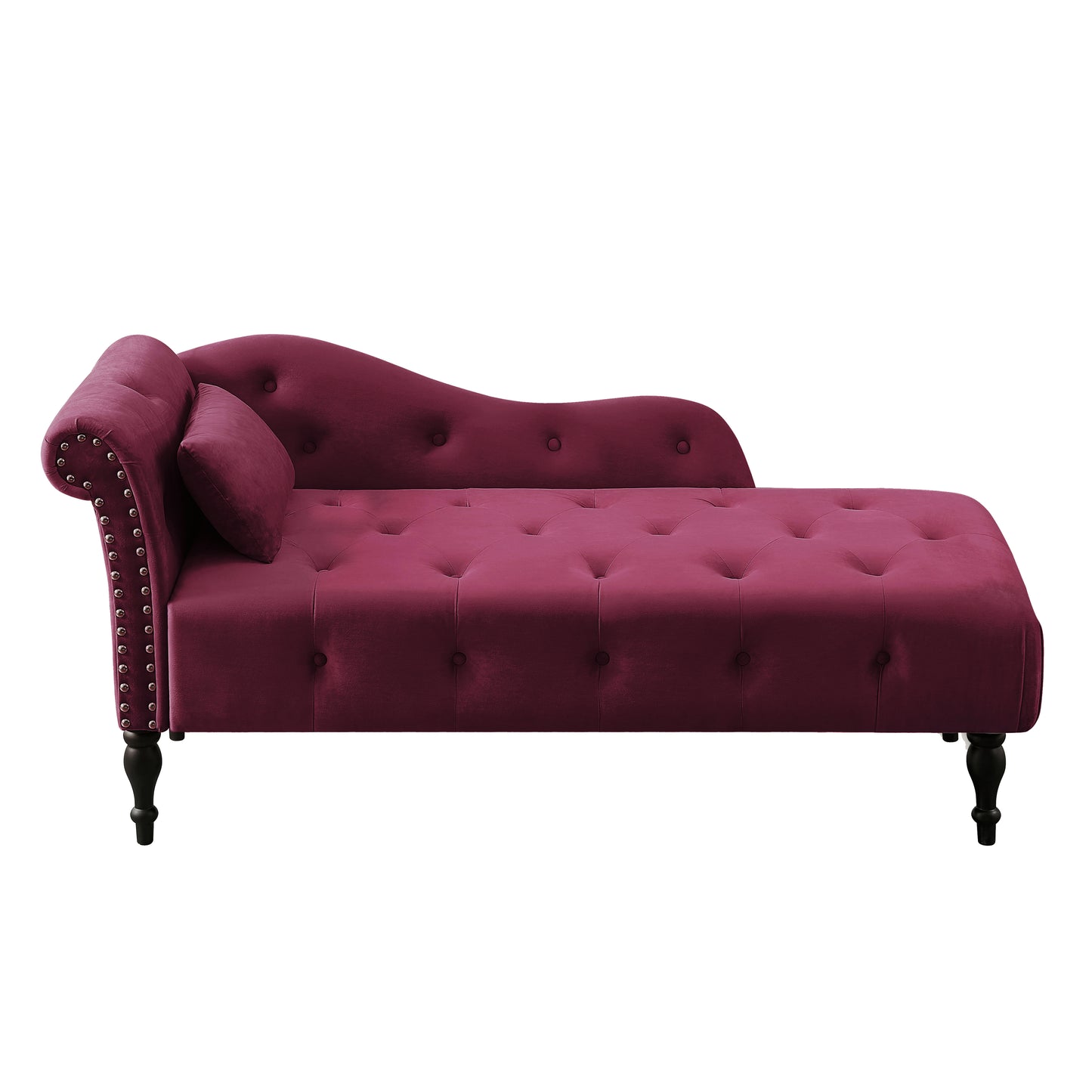 Burgundy Velvet 2 Seat Chaise Lounge Sofa - 60.6"