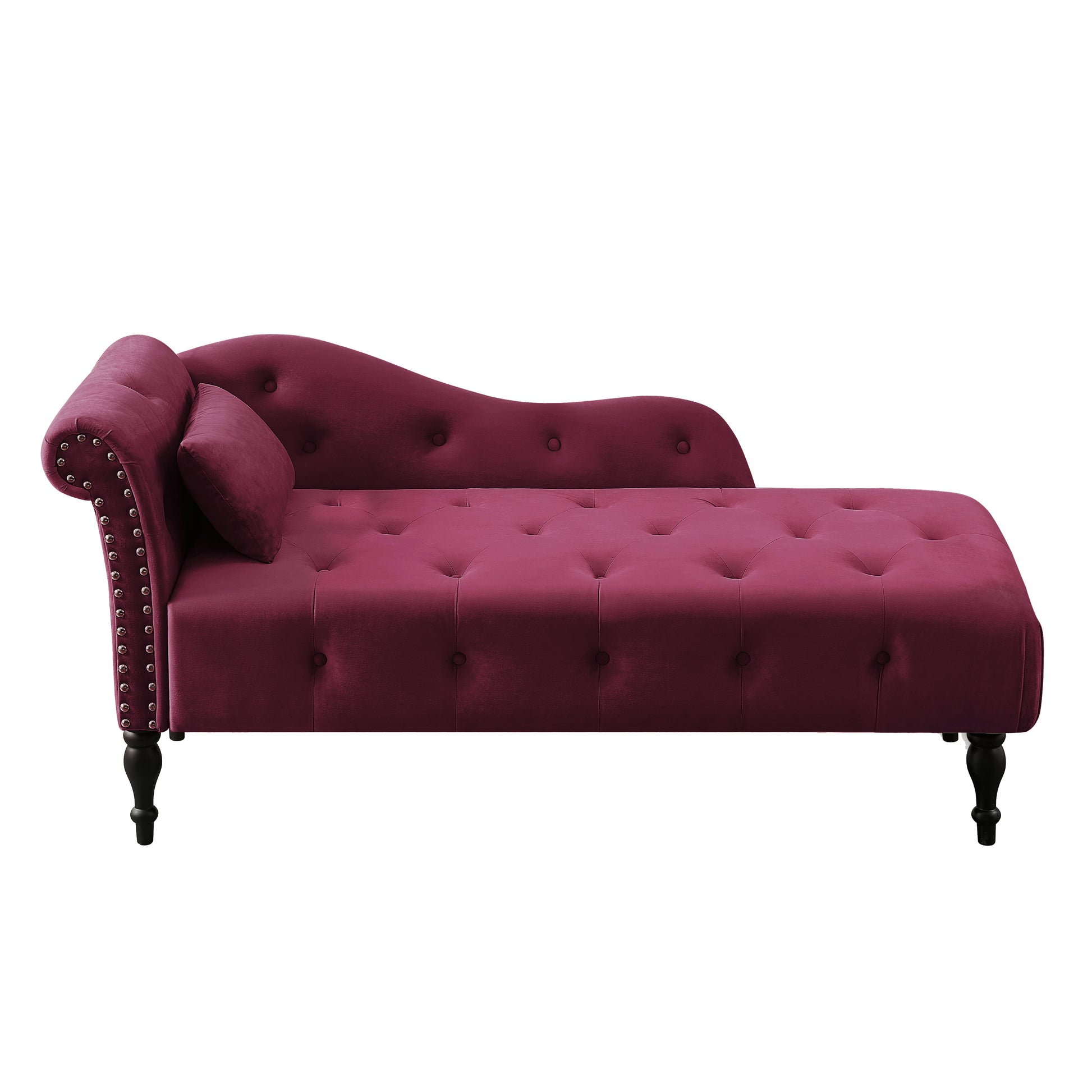 Burgundy Velvet 2 Seat Chaise Lounge Sofa - 60.6"