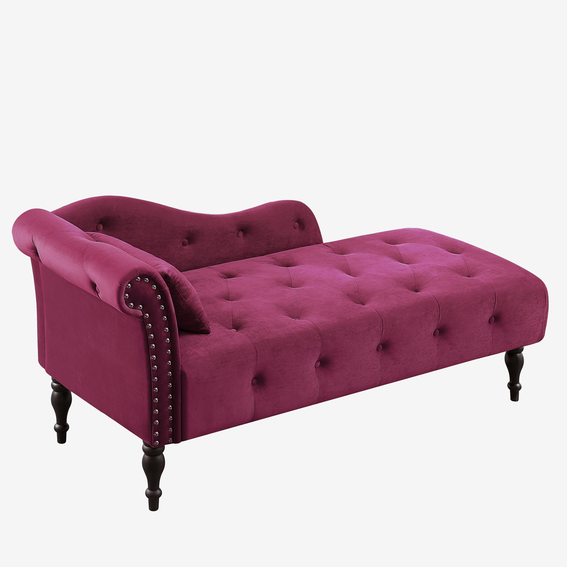 Burgundy Velvet 2 Seat Chaise Lounge Sofa - 60.6"