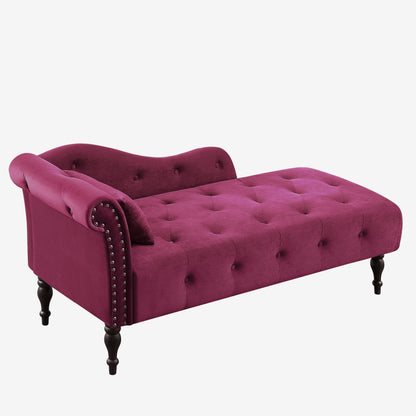 Burgundy Velvet 2 Seat Chaise Lounge Sofa - 60.6"