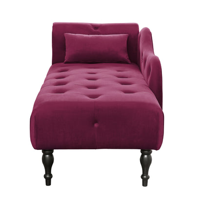 Burgundy Velvet 2 Seat Chaise Lounge Sofa - 60.6"