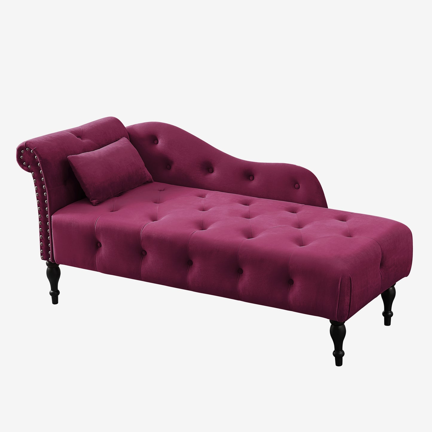 Burgundy Velvet 2 Seat Chaise Lounge Sofa - 60.6"