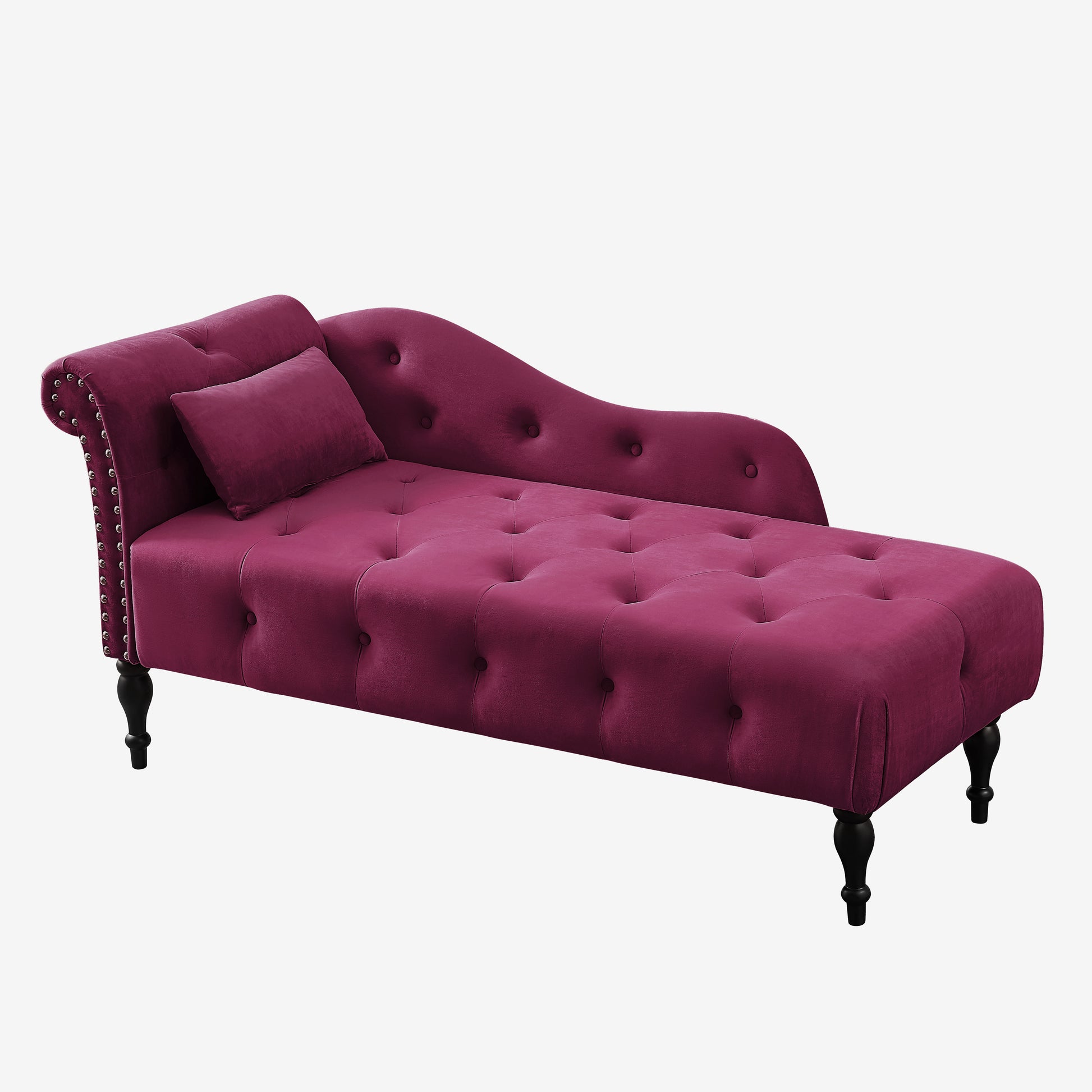 Burgundy Velvet 2 Seat Chaise Lounge Sofa - 60.6"
