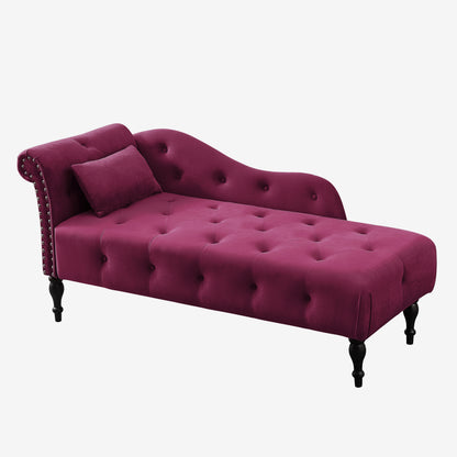 Burgundy Velvet 2 Seat Chaise Lounge Sofa - 60.6"