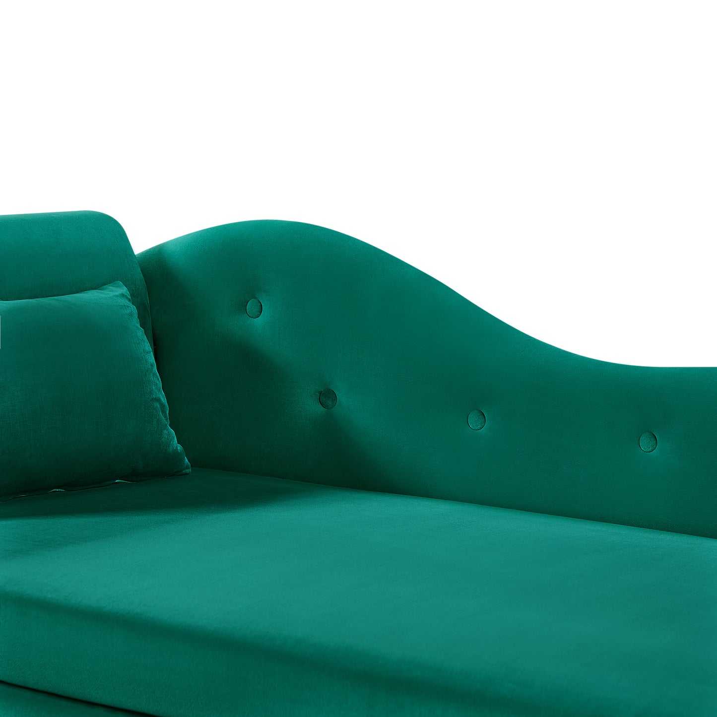 60" Green Velvet Bedroom Chaise Lounge with Storage for Living Room