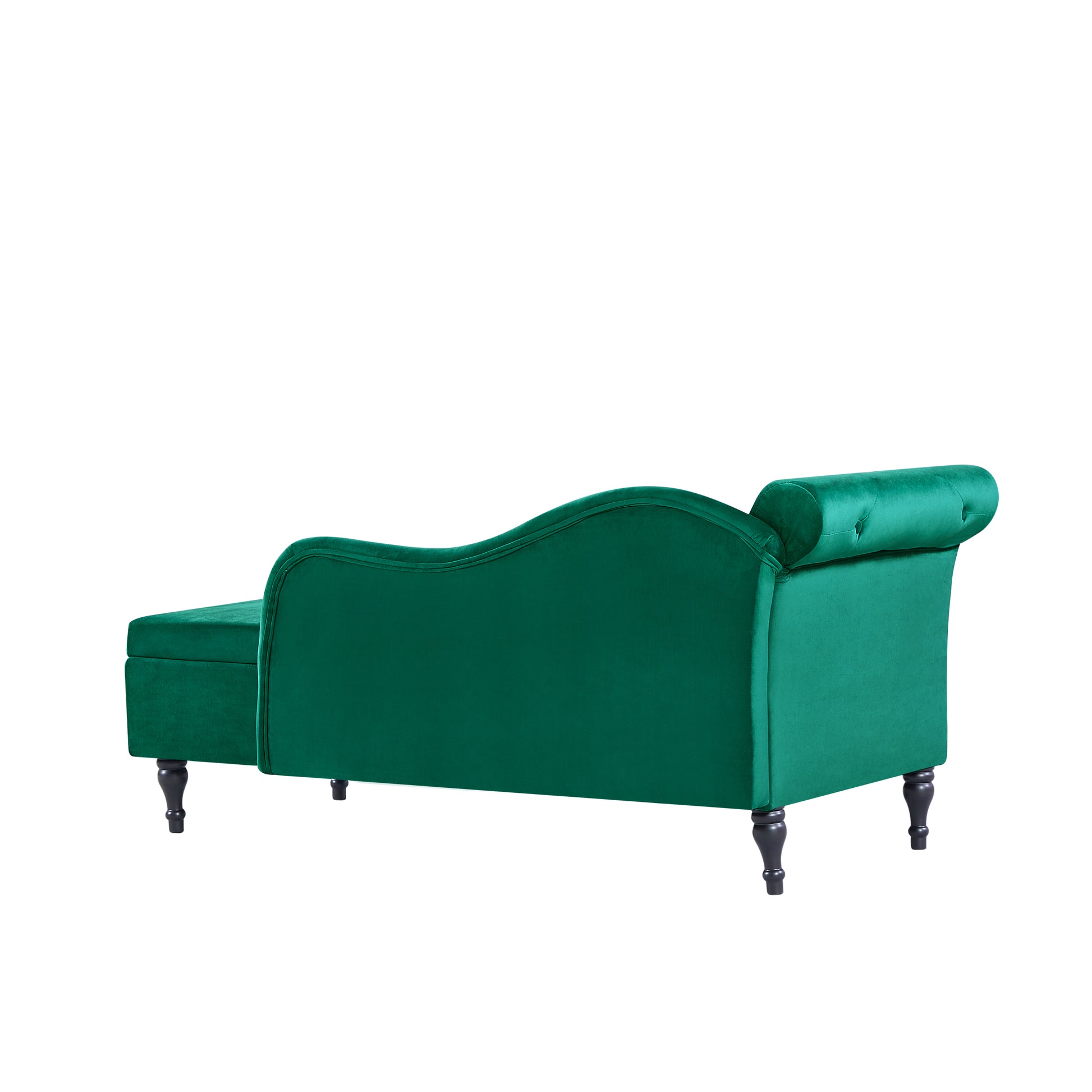60" Green Velvet Bedroom Chaise Lounge with Storage for Living Room