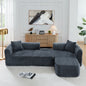 114" Cloud Sectional Couch with L-Shape Chaise, Modular Sofa with Movable Ottoman, Upholstered Couches for Living Room Bedroom, No Assembly Required, Grey