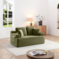 66.5''Boneless Sofa Couch with 2 Pillows Extra , Corduroy Fabric 2 Seater with Cup Holder & Side Pocket Upholstered Floor Easy Installation (Green, 2 Seater)