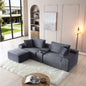 Modular Sectional Sofa, Deep Seat Corduroy Cloud Couch with Cup Holders, USB Ports & Storage Box, Sleeper Sofa Couch Boneless Couches With Movable Ottoman for Living Room, No Assembly Required,Grey