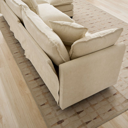 Beige Chenille Cloud Sofa Modular Seat for Living Room Comfort