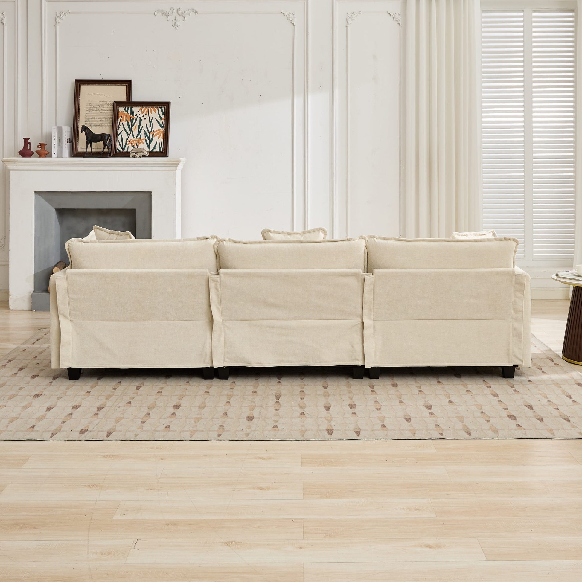 Beige Chenille Cloud Sofa Modular Seat for Living Room Comfort