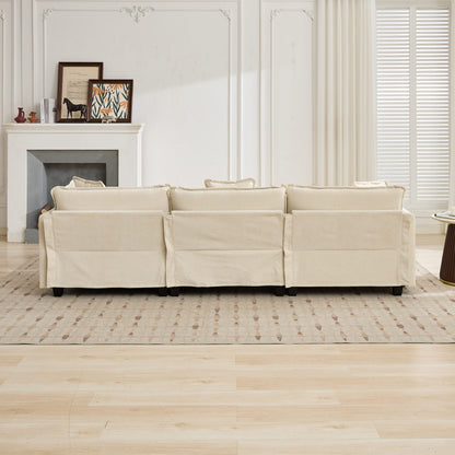 Beige Chenille Cloud Sofa Modular Seat for Living Room Comfort