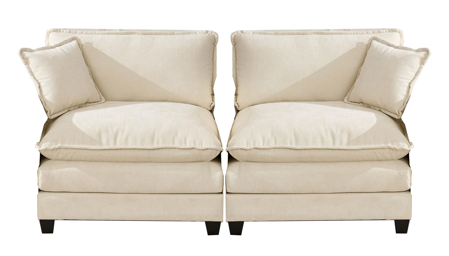 Cloud Sofa two Seats (the cushion on the armrest not included), Modern Sectional Couch, for Apartment, Comfy Double Layer Upholstered Seat Cushion, Breathable Chenille Fabric, Beige,SW504ABG