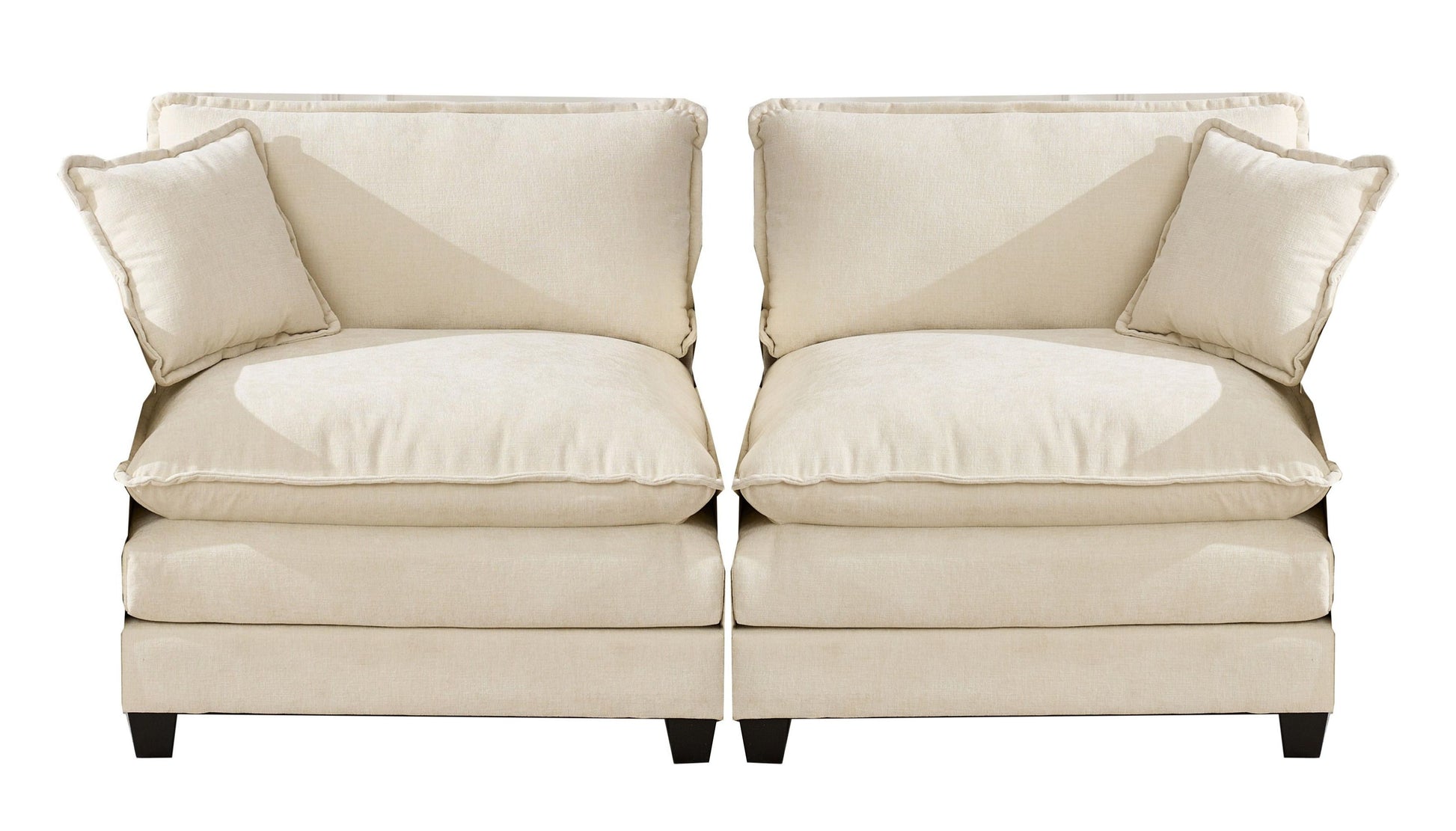 Cloud Sofa two Seats (the cushion on the armrest not included), Modern Sectional Couch, for Apartment, Comfy Double Layer Upholstered Seat Cushion, Breathable Chenille Fabric, Beige,SW504ABG