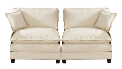 Cloud Sofa two Seats (the cushion on the armrest not included), Modern Sectional Couch, for Apartment, Comfy Double Layer Upholstered Seat Cushion, Breathable Chenille Fabric, Beige,SW504ABG