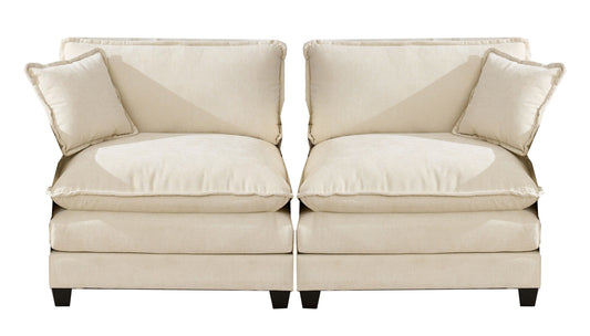 Cloud Sofa two Seats (the cushion on the armrest not included), Modern Sectional Couch, for Apartment, Comfy Double Layer Upholstered Seat Cushion, Breathable Chenille Fabric, Beige,SW504ABG