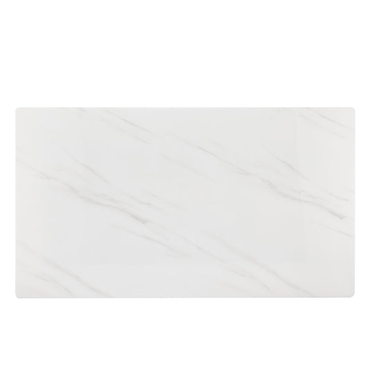 ONLY TABLE TOP. 71" x 39.4" Glass Table Top, White Marble Vein Tempered Glass with White Sticker, Replacement Tabletop for Dining Table, Coffee Table, Desk (TABLETOP ONLY).