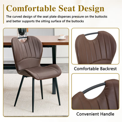 Set of 4 Black Brown PU Leather Dining Chairs for Modern Kitchen
