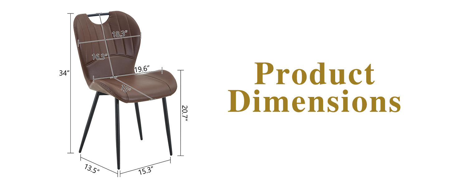 Set of 4 Black Brown PU Leather Dining Chairs for Modern Kitchen