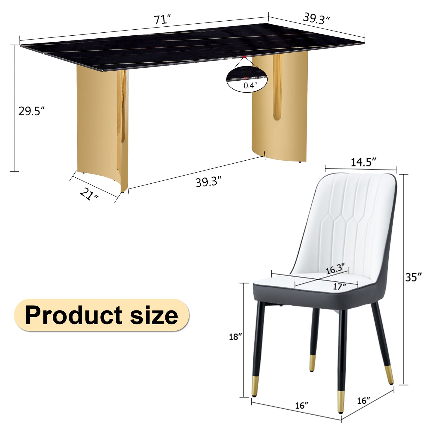 8 Person Glass Dining Table Set Black Gold