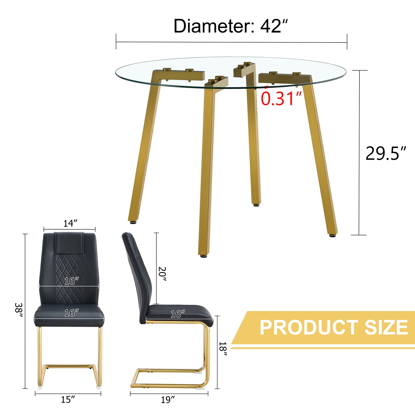 6 Person Glass Dining Table Set Transparent