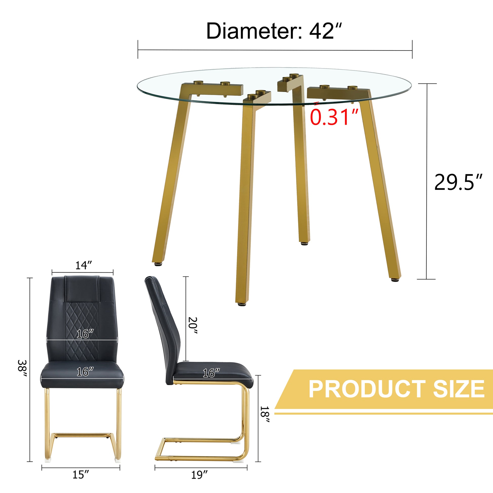 6 Person Glass Dining Table Set Transparent