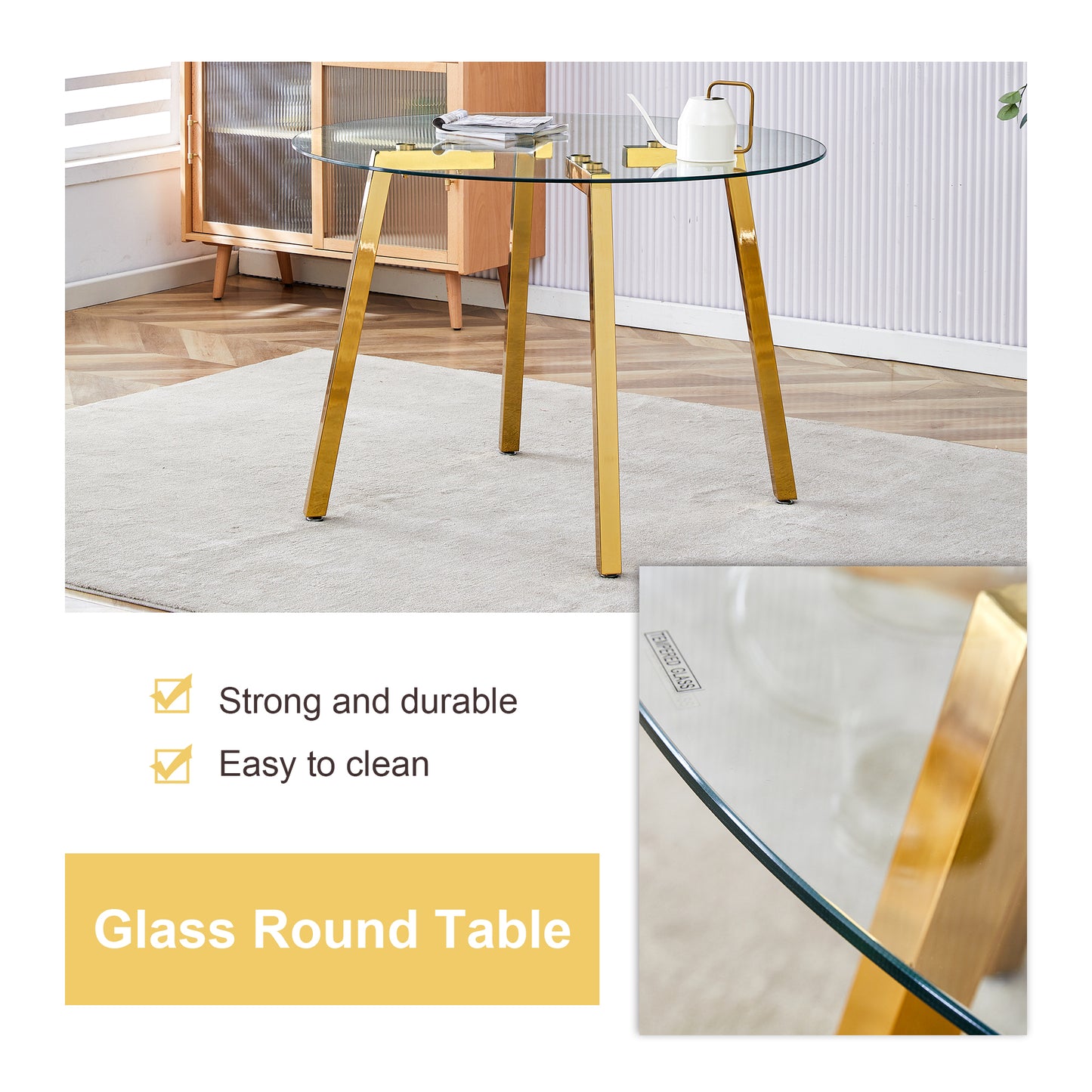 6 Person Glass Dining Table Set Transparent