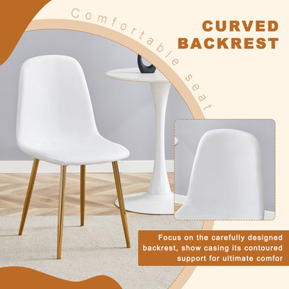 4-Person Round Glass Dining Table with Gold Chairs