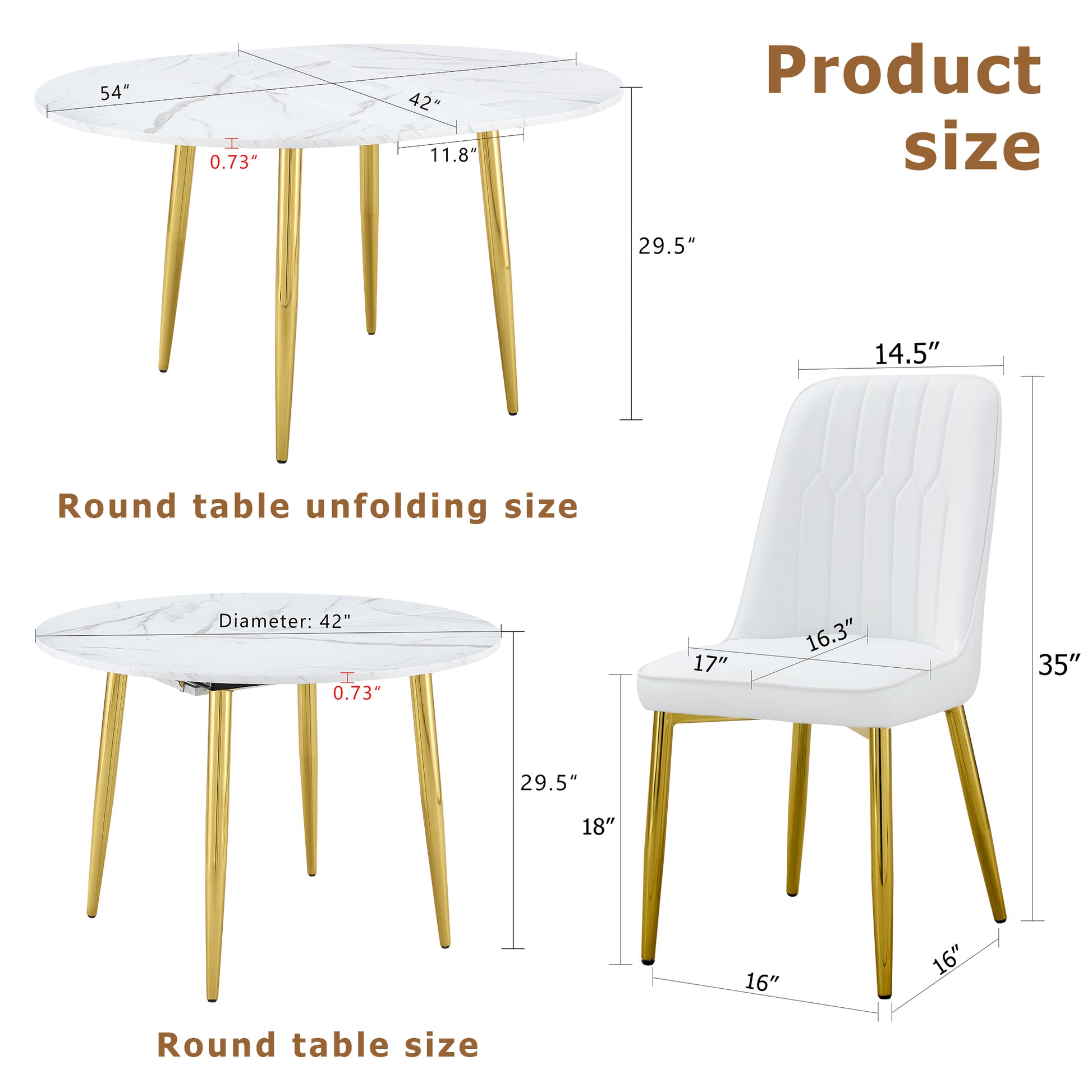 4-Person White Gold Extendable Dining Table Set