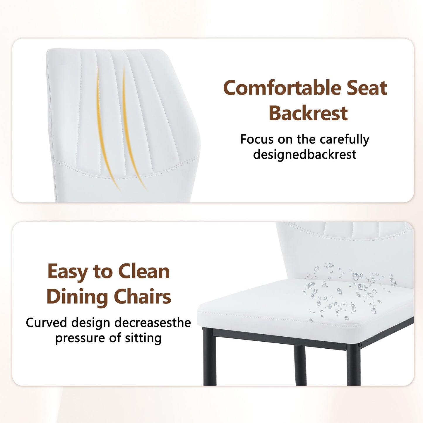 Modern Dining Set with Glass Legs, 64.5x35.4 Inch White Black