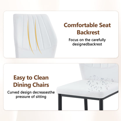 Modern Dining Set with Glass Legs, 64.5x35.4 Inch White Black