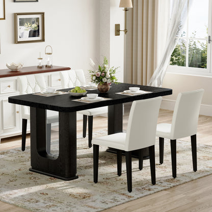 4-Person White Dining Table Set with Black Chairs
