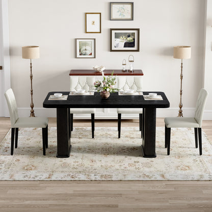 4-Person White Dining Table Set with Black Chairs