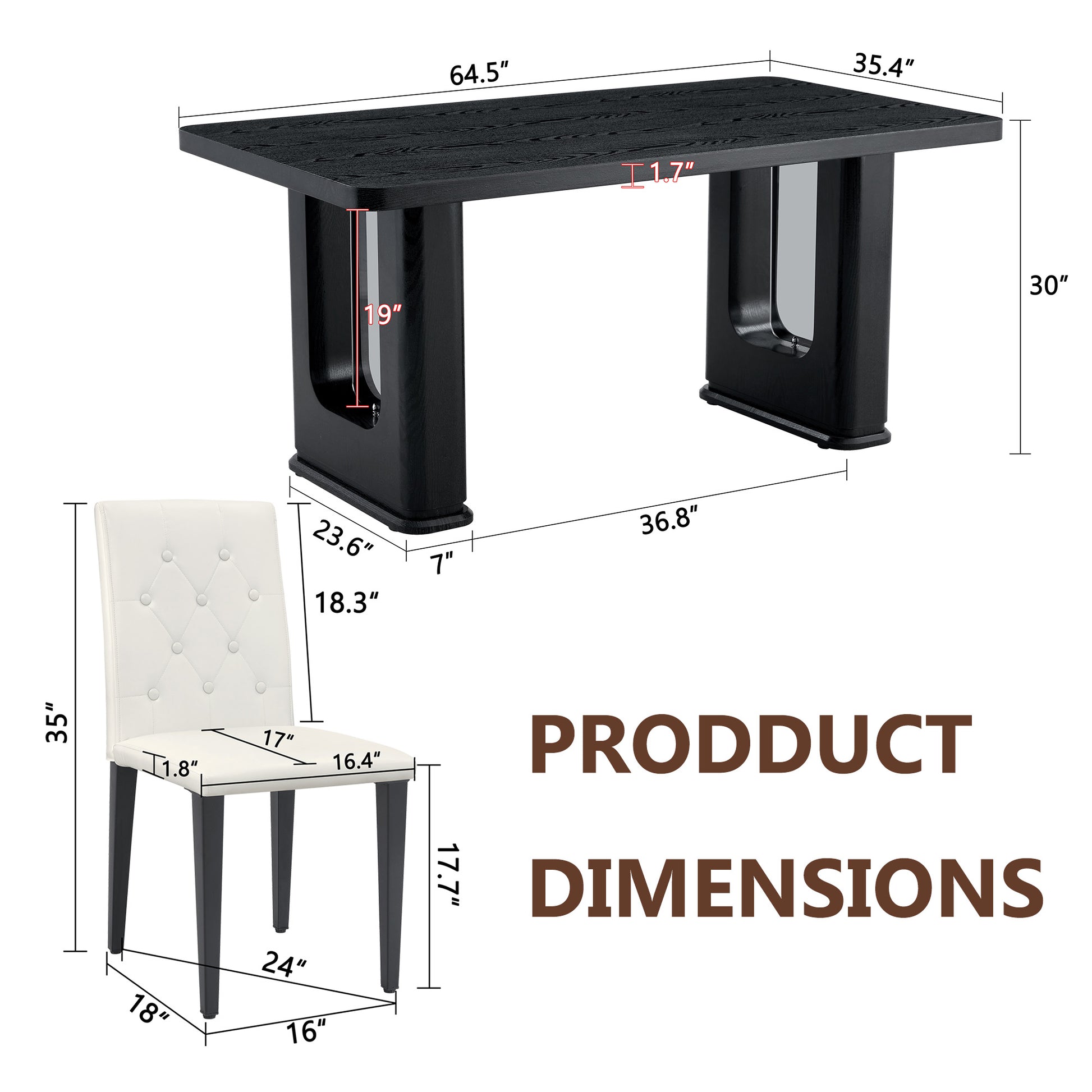 4-Person White Dining Table Set with Black Chairs