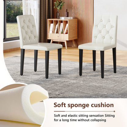 4-Person White Dining Table Set with Black Chairs