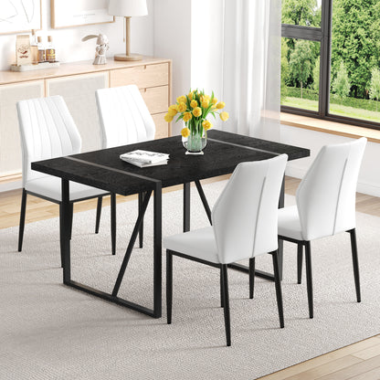 White & Black Dining Table Set - Seats 4 for Dining Room