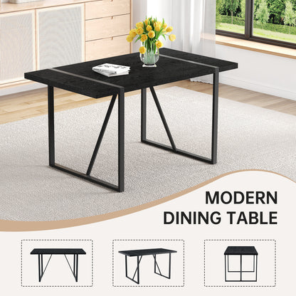 White & Black Dining Table Set - Seats 4 for Dining Room
