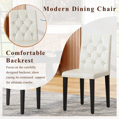 Black Wood Grain Dining Table Set - Seats 6, Modern MDF & PU Leather for Dining Room