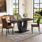Black Wood Grain Dining Table Set for 4 people, 63" Modern MDF Dining Room Table Set.Paired with 4 Tech Fabric Chairs with a shell like texture design on the backrest.Exudes A Strong Sense Of Fashion.