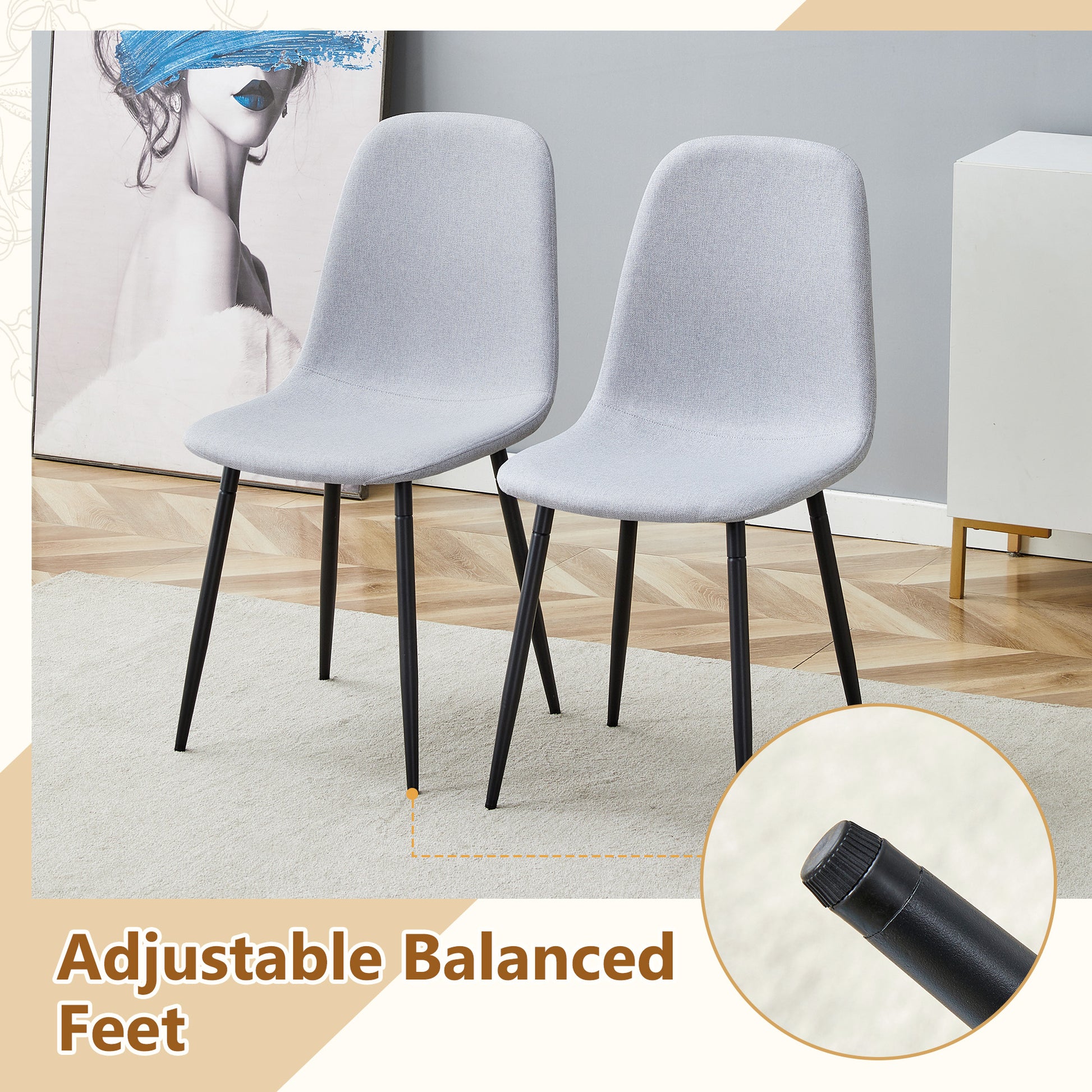 Round Dining Table Set - 42" Black MDF with Storage Chairs