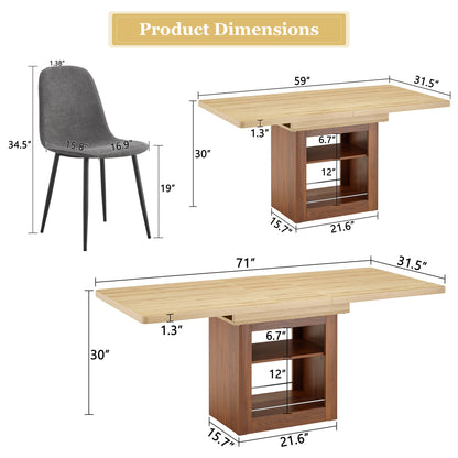 Telescopic Dining Table with Storage for Kitchen and Dining Rooms